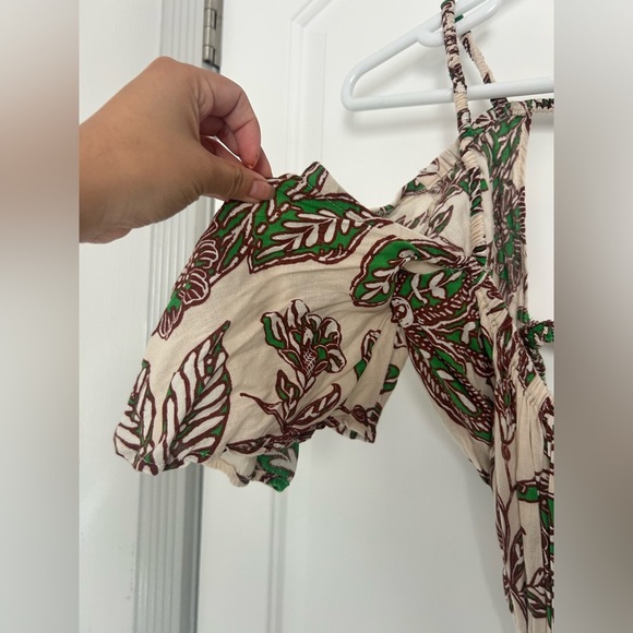 Zara Floral Leaf Print Linen Blend MIDI dress size small boho bloggers favorite - Picture 10 of 15